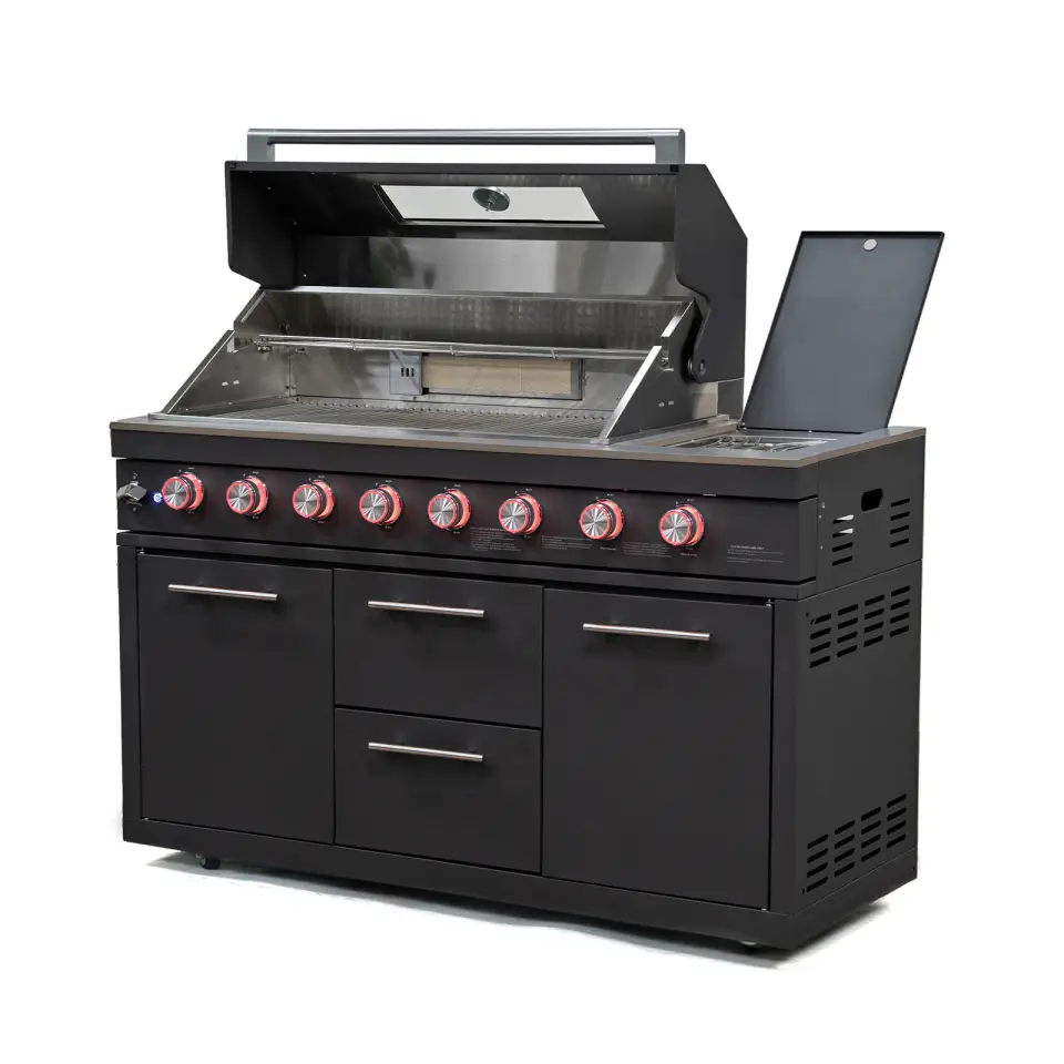 Riley Outdoor Kitchen 6 Burner Gas BBQ with Integrated Side Burner Modular Unit - Graphite Grey