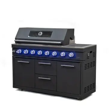 Riley Outdoor Kitchen 6 Burner Gas BBQ with Integrated Side Burner Modular Unit - Graphite Grey