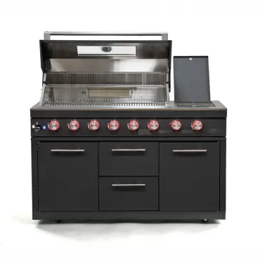 Riley Outdoor Kitchen 6 Burner Gas BBQ with Integrated Side Burner Modular Unit - Graphite Grey