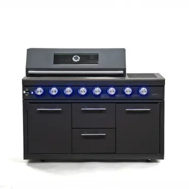 Riley Outdoor Kitchen 6 Burner Gas BBQ with Integrated Side Burner Modular Unit - Graphite Grey