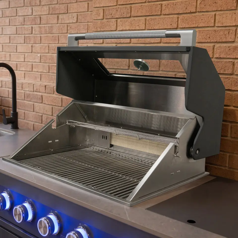 Riley Outdoor Kitchen 6 Burner Gas BBQ with Integrated Side Burner Modular Unit - Graphite Grey