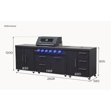 Riley Straight Outdoor Kitchen 4 Burner Gas BBQ S2828-A