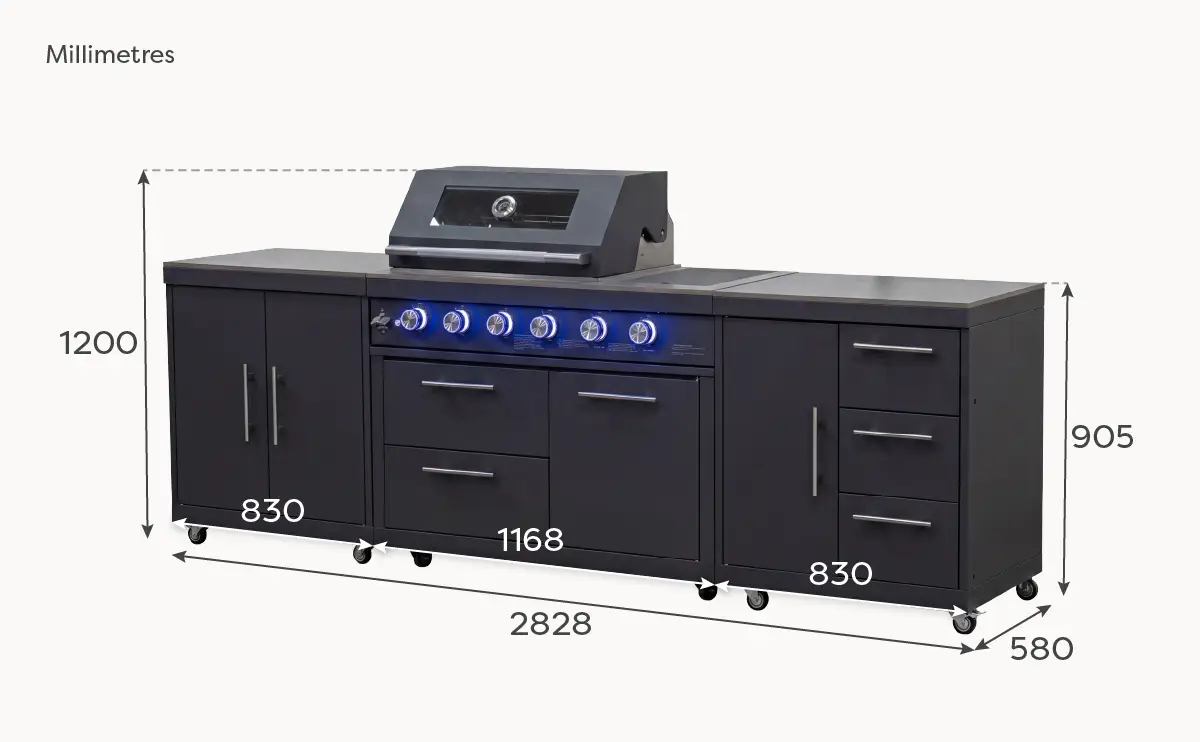 Riley Straight Outdoor Kitchen 4 Burner Gas BBQ S2828-A