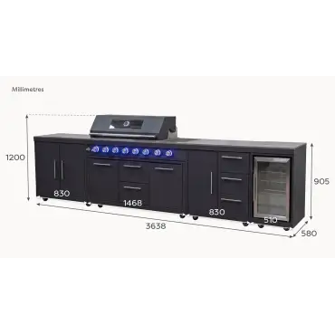 Riley Straight Outdoor Kitchen 6 Burner Gas BBQ S3638-A