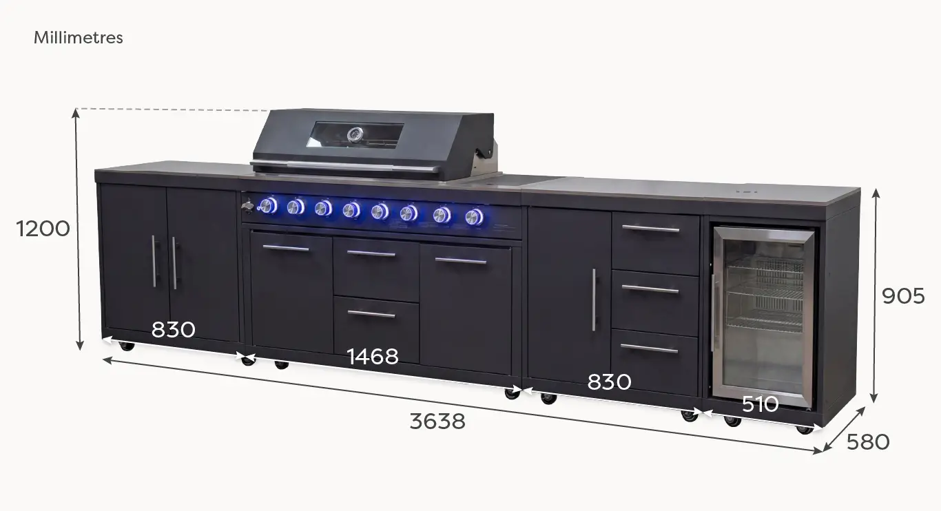 Riley Straight Outdoor Kitchen 6 Burner Gas BBQ S3638-A