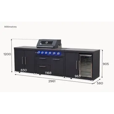 Riley Straight Outdoor Kitchen 4 Burner Gas BBQ S2961-A