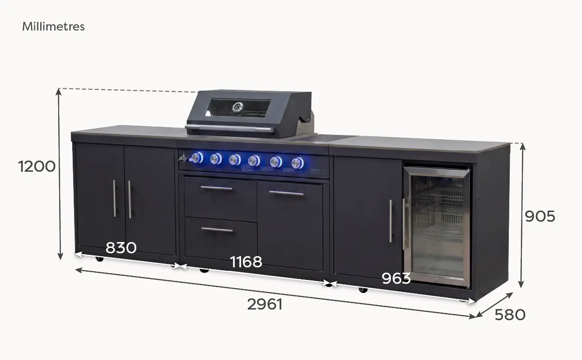 Riley Straight Outdoor Kitchen 4 Burner Gas BBQ S2961-A
