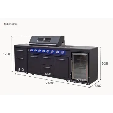 Riley Straight Outdoor Kitchen 6 Burner Gas BBQ S2188-A