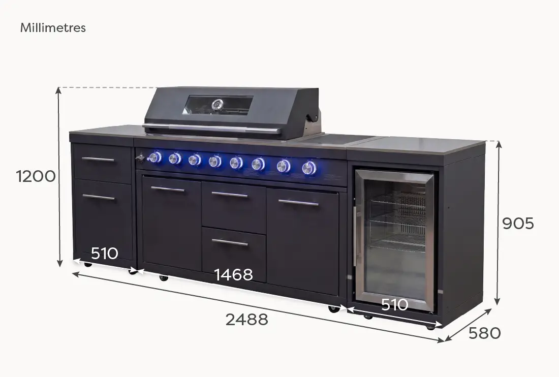 Riley Straight Outdoor Kitchen 6 Burner Gas BBQ S2188-A