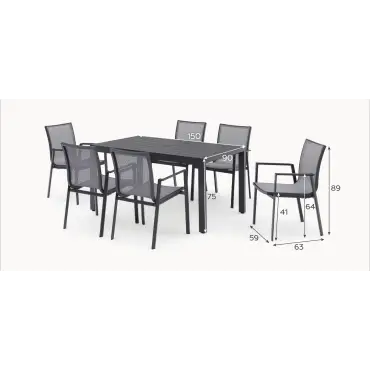 Paloma 6 Seat Aluminium Dining Set