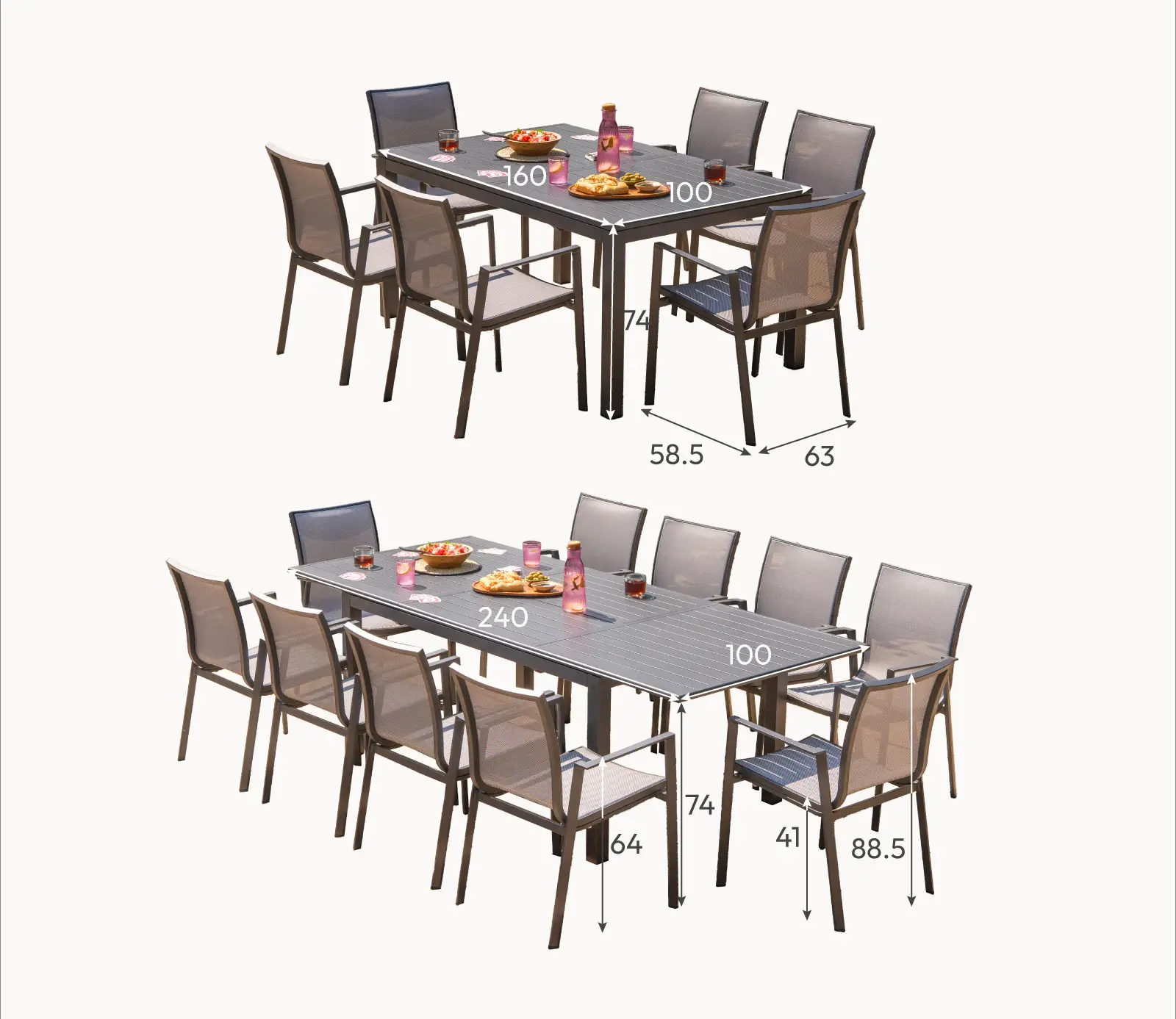 Paloma 6-10 Seat Aluminium Dining Set