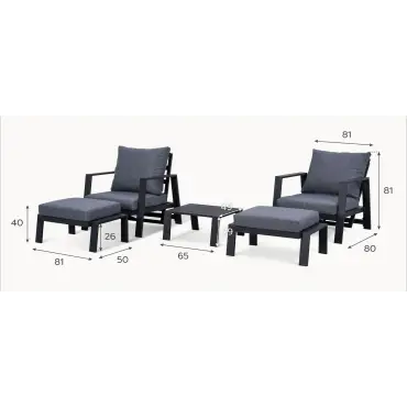 Franklin Aluminium 5 Piece Reclining Lounging Set