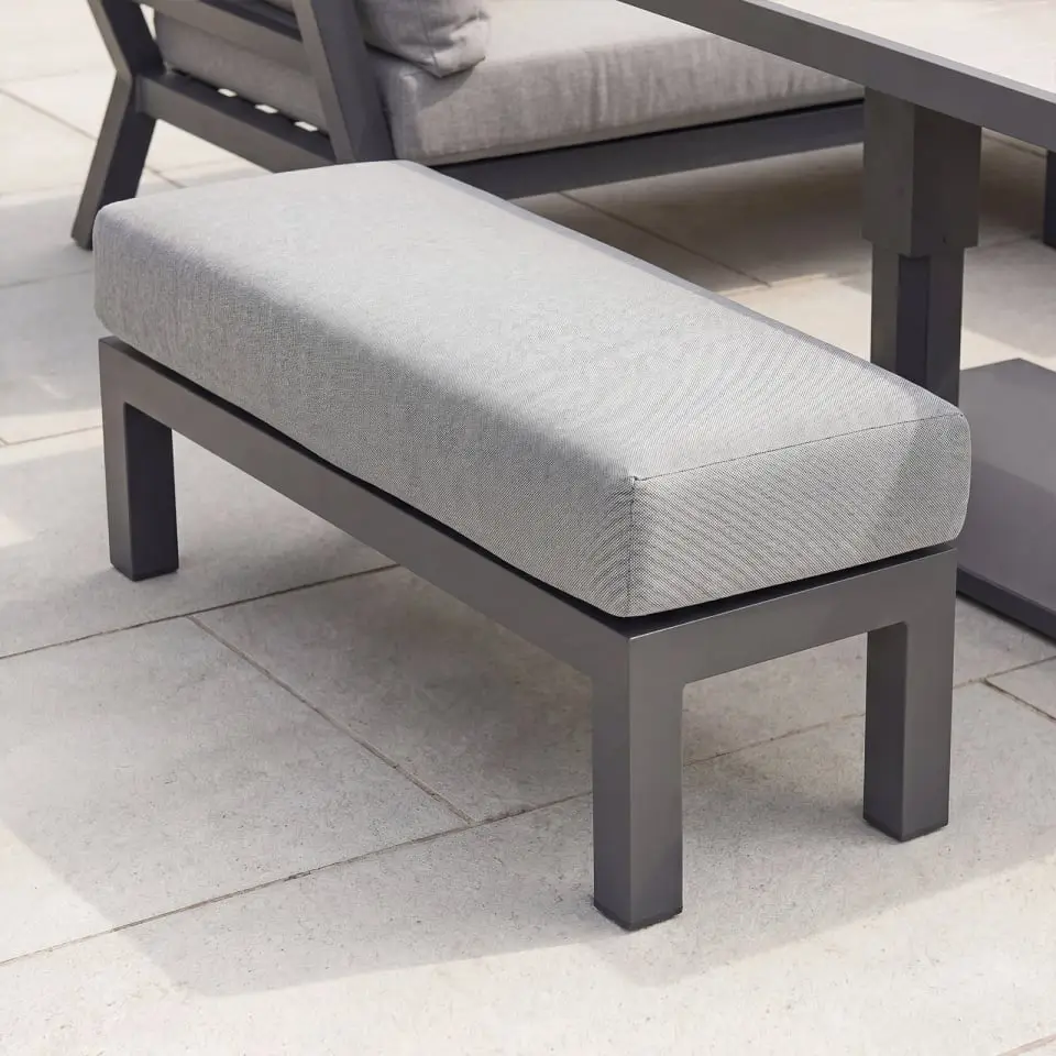 Emerson Corner Aluminium Dining Set - Bench & Adjustable Rising Table
