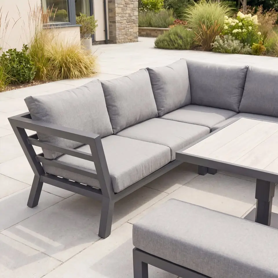 Emerson Corner Aluminium Dining Set - Bench & Adjustable Rising Table
