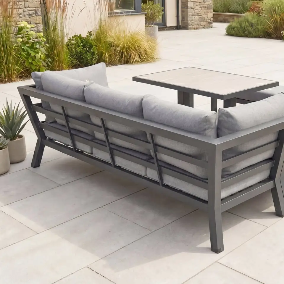Emerson Corner Aluminium Dining Set - Bench & Adjustable Rising Table