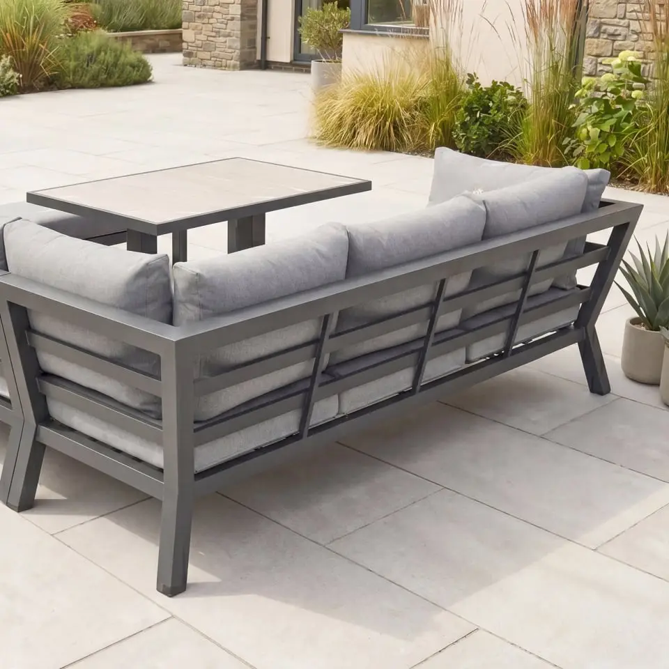 Emerson Corner Aluminium Dining Set - Bench & Adjustable Rising Table