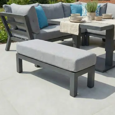 Emerson Compact Corner Aluminium Dining Set - 2 Benches & Adjustable Rising Table