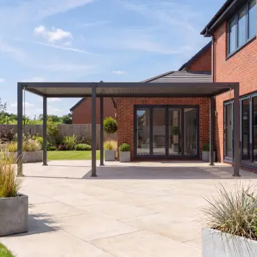 Titan Free Standing 2+4 -6.0 -3.0M Rectangular Manually Operated Pergola - Grey