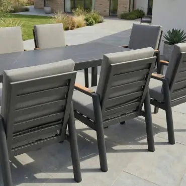 Isaac 8 Seat Aluminium Wood Dining Set Estepona Spain