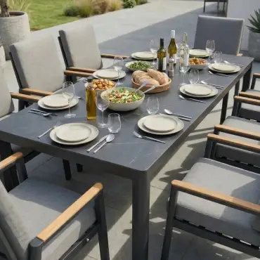 Isaac 8 Seat Aluminium Wood Dining Set Estepona Spain