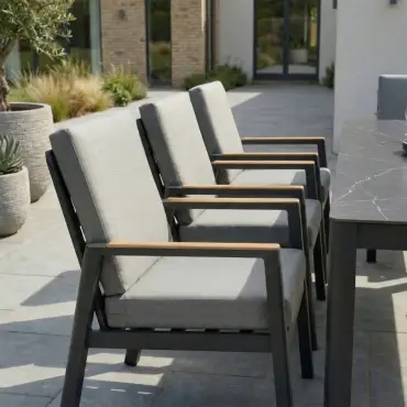 Isaac 8 Seat Aluminium Wood Dining Set Estepona Spain