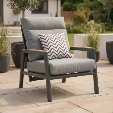 Isaac Aluminium Wood 3 Seater Sofa Lounging Set