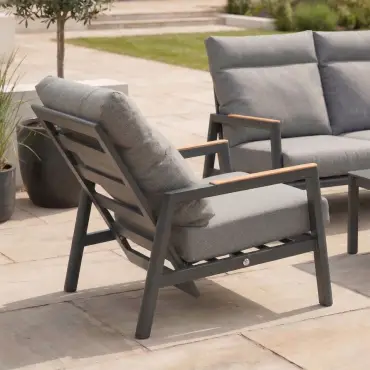 Isaac Aluminium Wood 3 Seater Sofa Lounging Set