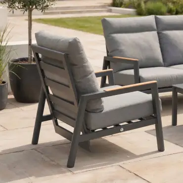 Isaac Aluminium Wood 3 Seater Sofa Lounging Set