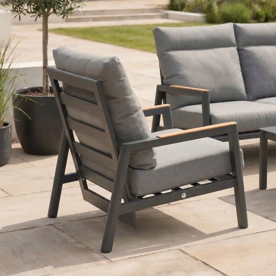 Isaac Aluminium Wood 3 Seater Sofa Lounging Set