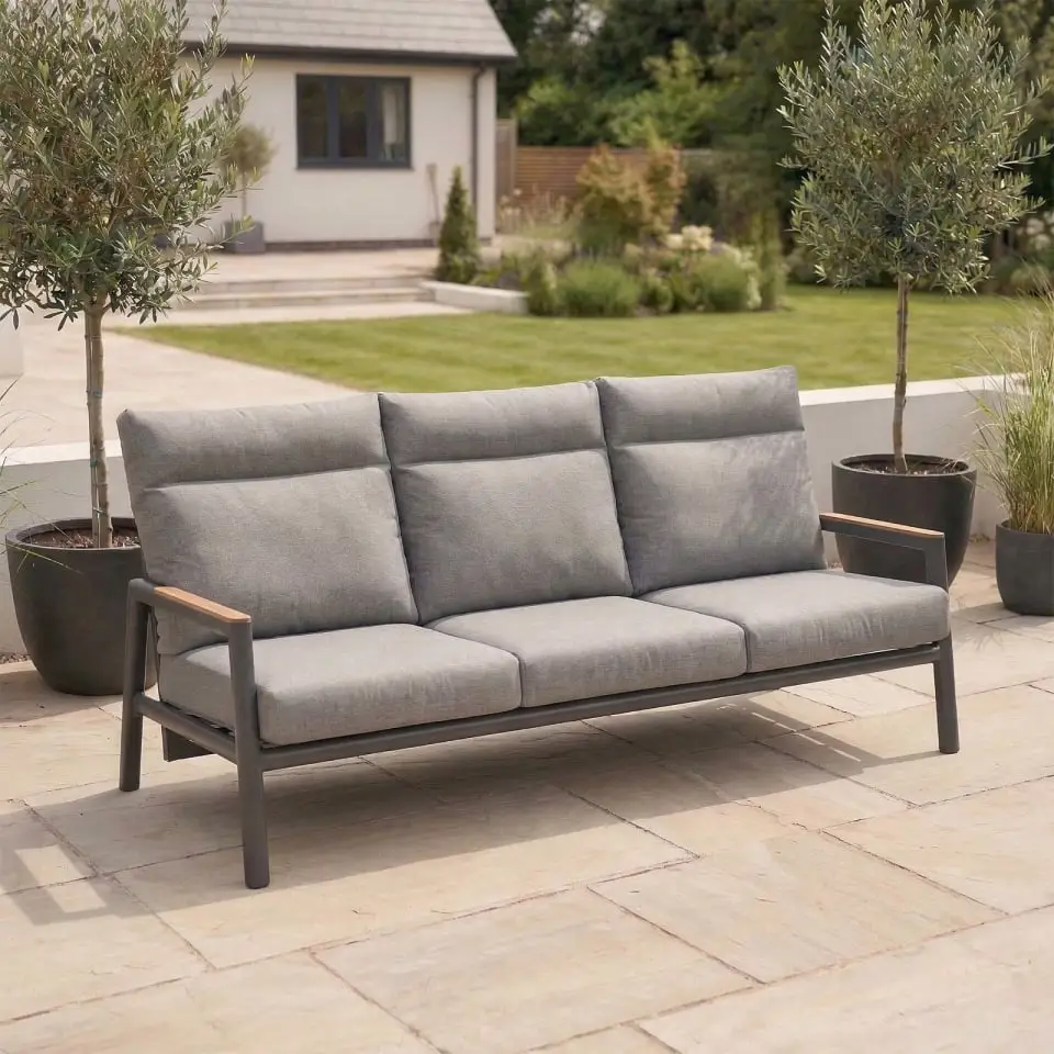 Isaac Aluminium Wood 3 Seater Sofa Lounging Set
