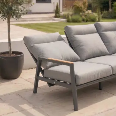 Isaac Aluminium Wood 3 Seater Sofa Lounging Set