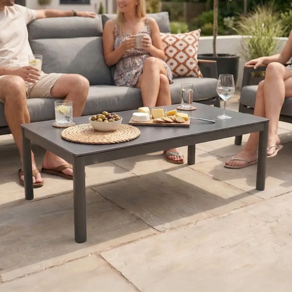 Isaac Aluminium Wood 3 Seater Sofa Lounging Set