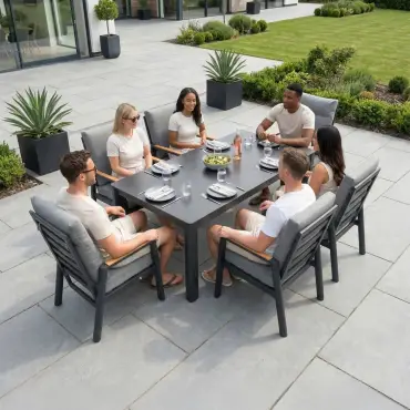 Isaac 6 Seat Aluminium Wood Dining