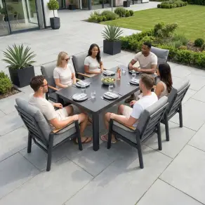 Isaac 6 Seat Aluminium Wood Dining