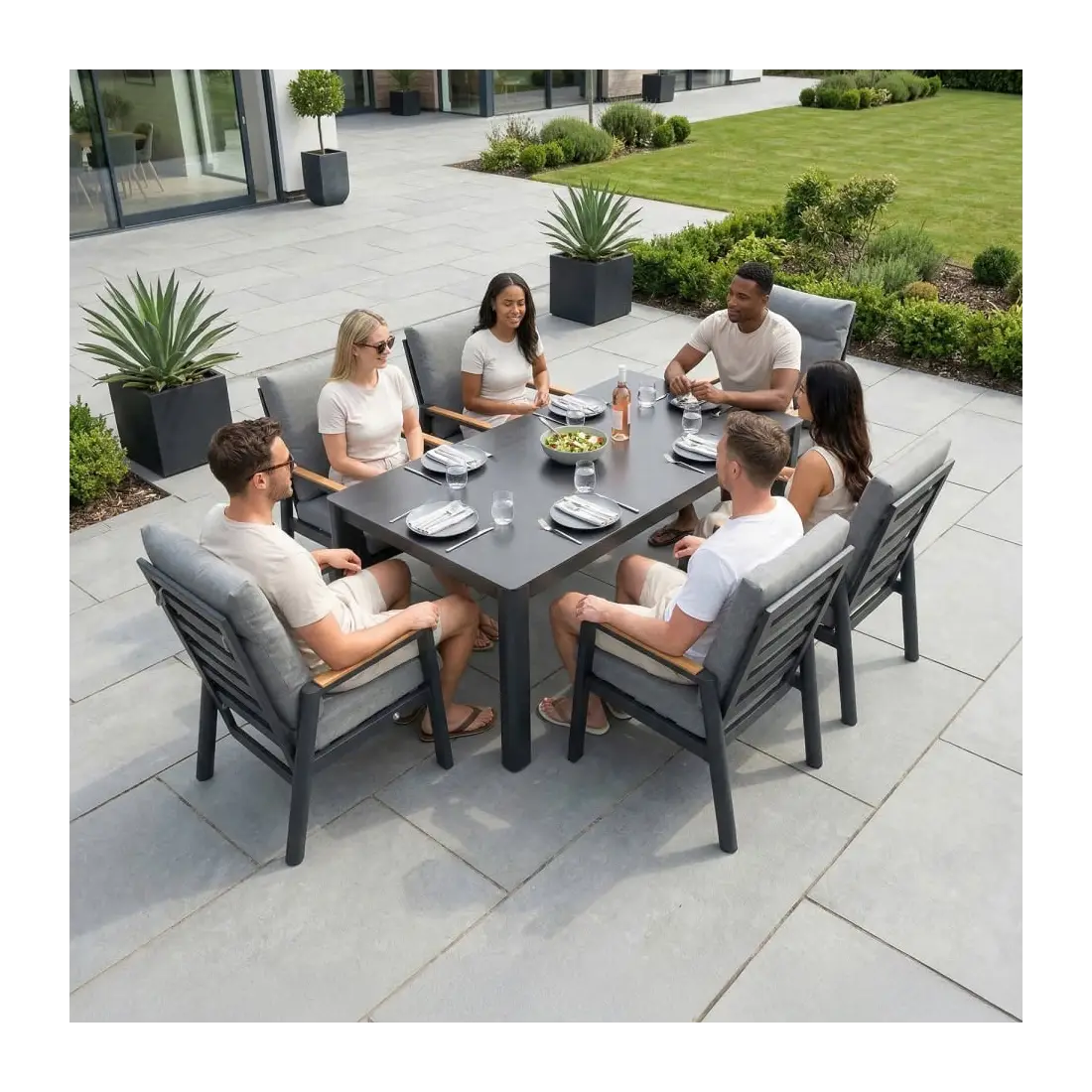 Isaac 6 Seat Aluminium Wood Dining Isaac 6 Seat Aluminium Wood Dining