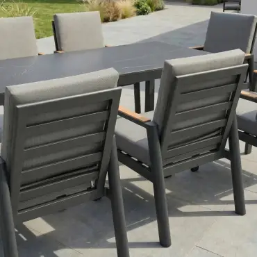 Isaac 6 Seat Aluminium Wood Dining