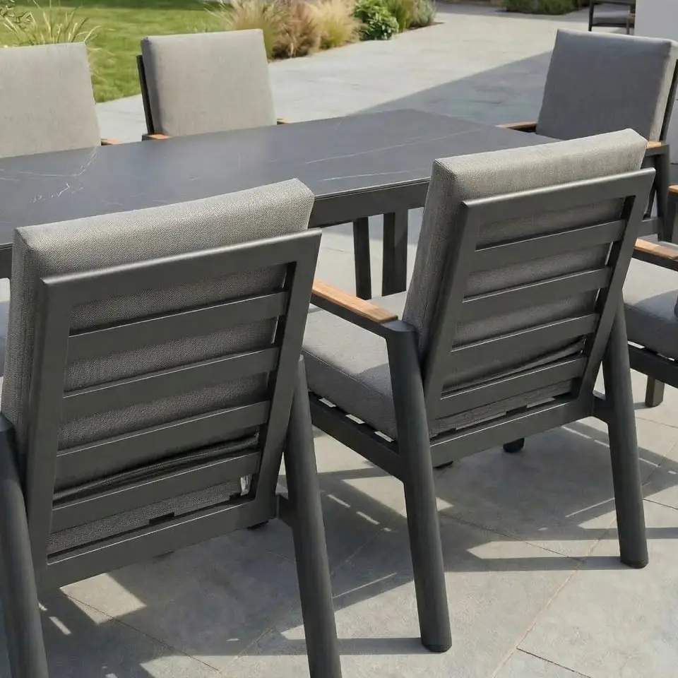 Isaac 6 Seat Aluminium Wood Dining