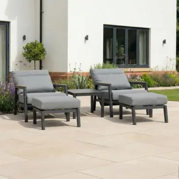 Isaac Aluminium Wood 5 Piece Lounging Set