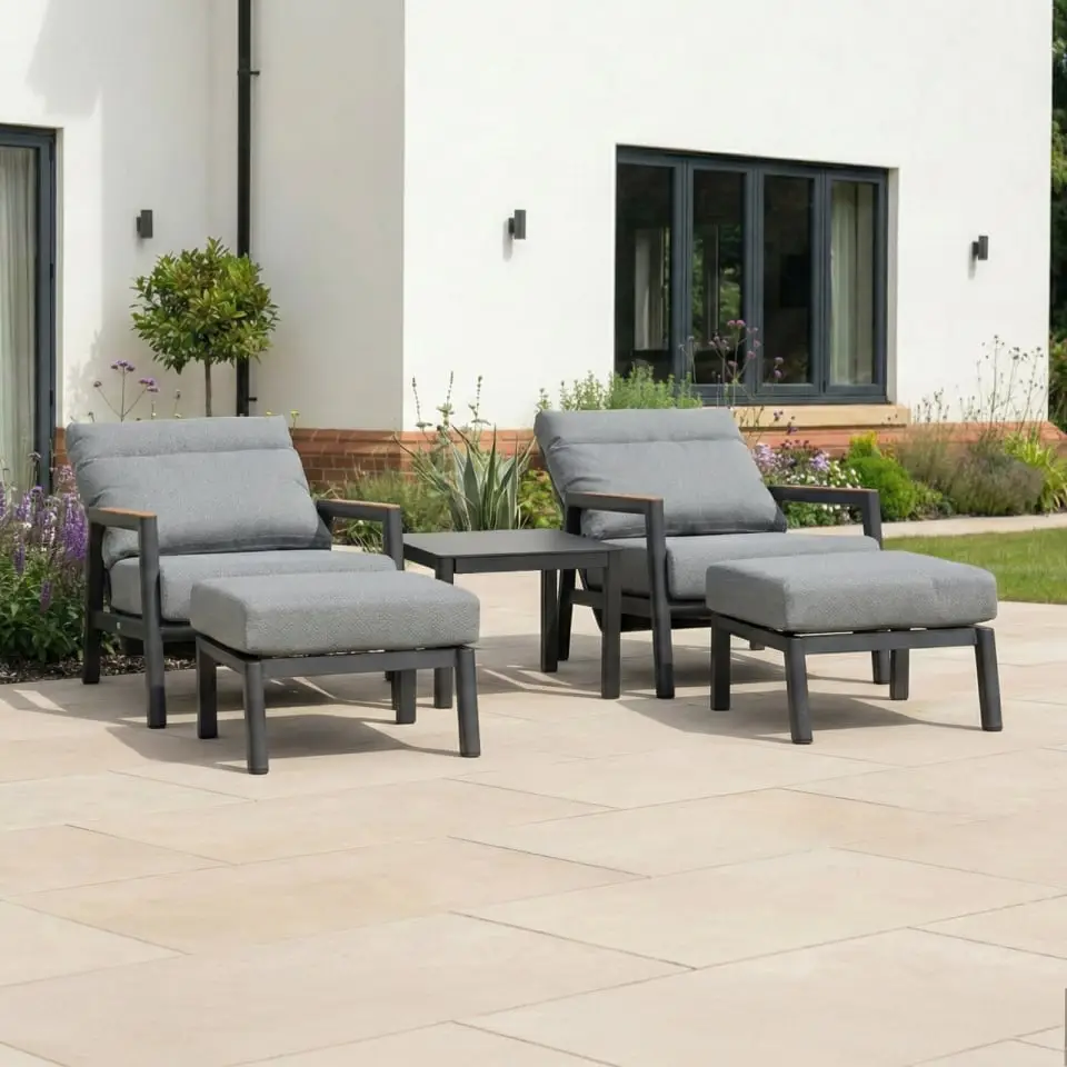 Isaac Aluminium Wood 5 Piece Lounging Set