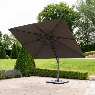 Astra 3.6m x 2.7m Rectangular LED Aluminium Cantilever Parasol - Grey