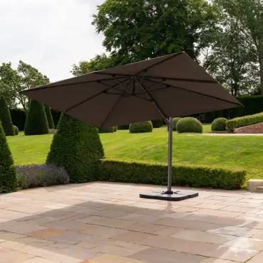 Astra 3.6m x 2.7m Rectangular LED Aluminium Cantilever Parasol - Grey