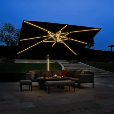 Astra 3.6m x 2.7m Rectangular LED Aluminium Cantilever Parasol - Grey