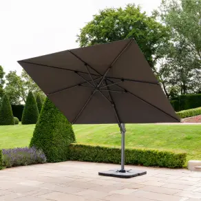 Astra 3.6m x 2.7m Rectangular LED Aluminium Cantilever Parasol - Grey