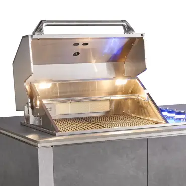 Outdoor Kitchen Island & Bar - 4 Burner Gas Grill, Fridge & Storage Units