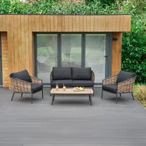 Cane Rattan Aluminium 2 Seater Sofa Lounging Set