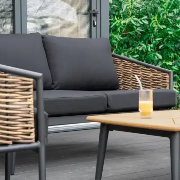 Cane Rattan Aluminium 2 Seater Sofa Lounging Set