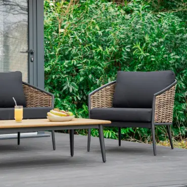 Cane Rattan Aluminium 2 Seater Sofa Lounging Set