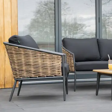 Cane Rattan Aluminium 2 Seater Sofa Lounging Set