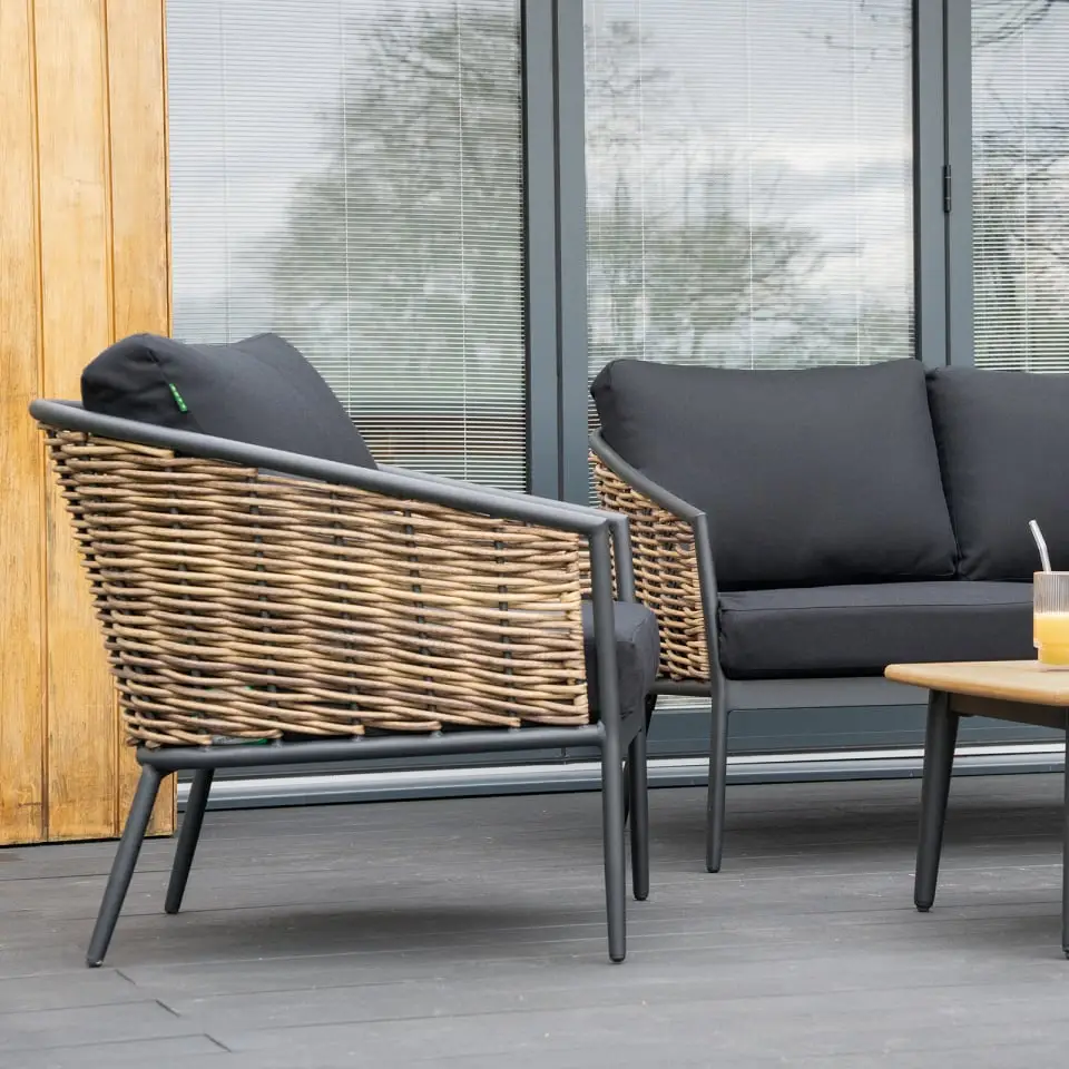 Cane Rattan Aluminium 2 Seater Sofa Lounging Set