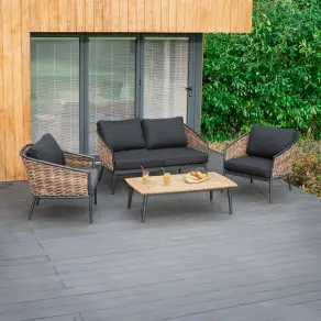 Cane Rattan Aluminium 2 Seater Sofa Lounging Set